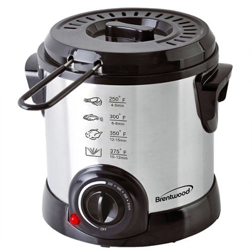 Brentwood - 1 Liter Electric Deep Fryer in Stainless Steel - Silver-Front_Standard 