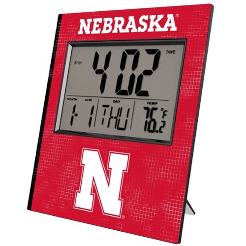 Keyscaper - Nebraska Huskers Cross Hatch Digital Desk Clock - Multicolor-Front_Standard 