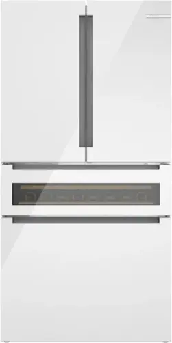 Front. Bosch - 800 Series 36 in. Wide 20.5 Cu. Ft. French Door Bottom Freezer Freestanding Smart Refrigerator with Refreshment Center - White.