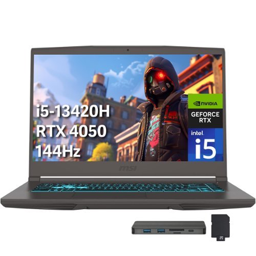 MSI - Thin 15 15.6" Gaming Laptop,Intel i5-13420H,16GB RAM,512GB SSD+160GB Dock Station,GeForce RTX 4050,Win 11 Pro - Gray-Front_Standard 