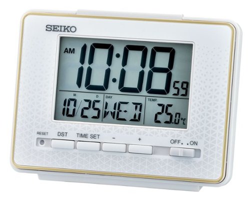 Seiko - 3" Easton Digital Everything Alarm Clock - White-Front_Standard 