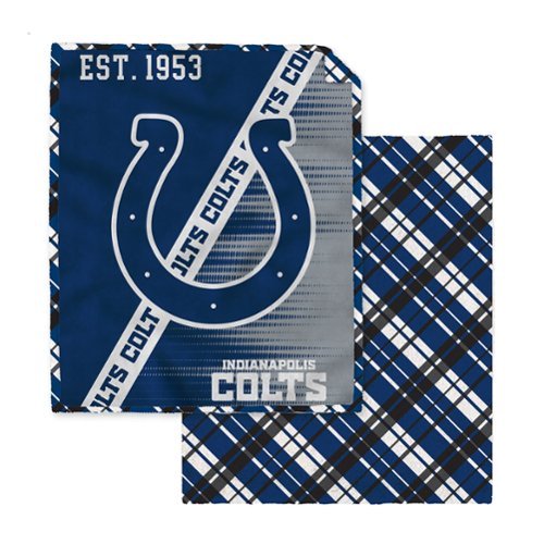 Pegasus - Indianapolis Colts 60" x 80" Digital Dash Two-Sided Checkered Ultra Cozy Sherpa Blanket - Multicolor-Front_Standard 