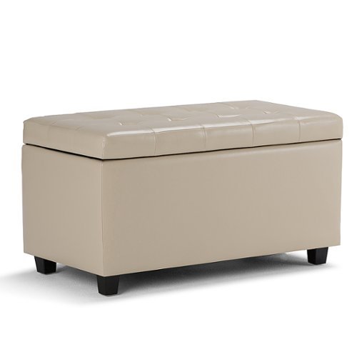 Simpli Home - Cosmopolitan Storage Ottoman - Satin Cream-Front_Standard 