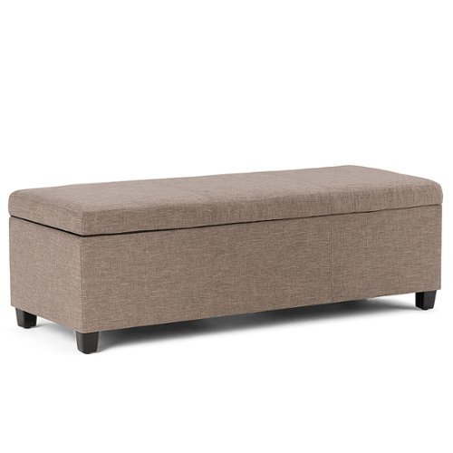 Simpli Home - Avalon Rectangular Polyester Ottoman With Inner Storage - Fawn Brown