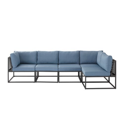 Walker Edison - Modern Rockland 5-Piece Patio Sectional - Blue-Front_Standard 