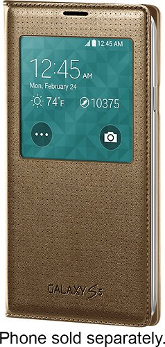  S-View Flip Cover for Samsung Galaxy S 5 Cell Phones - Gold