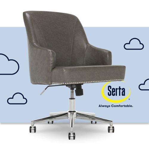 Serta - Leighton Modern Upholstered Home Office Chair with Memory Foam - Gray - Bonded Leather-Front_Standard 