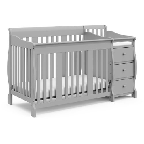 Storkcraft - Portofino 5-in-1 Convertible Crib and Changer - Pebble Gray-Front_Standard 