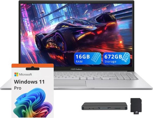 ASUS - Vivobook 15.6" FHD Laptop,Intel Core 5-120U,16GB RAM,512GB SSD+160GB Dock Station,Intel Graphics,Win 11 Pro - Silver-Front_Standard 