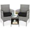 Best Choice Products - 3-Piece Outdoor Wicker Conversation Patio Bistro Set, w/ 2 Chairs, Table - Gray/Black-Front_Standard