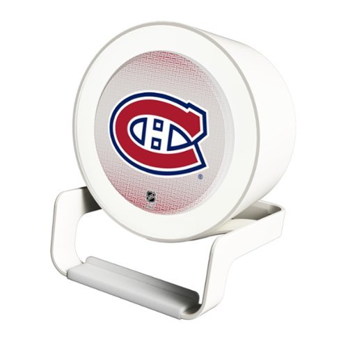 Keyscaper - Montreal Canadiens Linen Print Nightlight Charger & Bluetooth Speaker - White-Front_Standard 