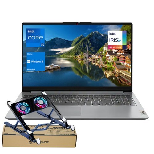 Lenovo - IdeaPad 1 15.6" FHD Laptop - Intel Core i5-1335U, 16GB RAM - 512GB SSD - Numeric Keypad - PCO Laptop Cooler - Gray-Front_Standard 