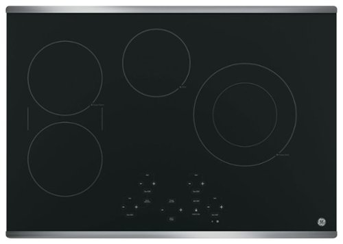 GE - 30" Built-In Electric Cooktop - Stainless steel on black