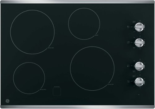 GE - 30" Built-In Electric Cooktop - Stainless steel on black