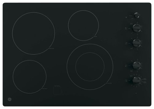 GE - 30" Built-In Electric Cooktop - Black on black