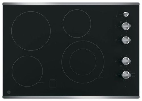  GE - 30&quot; Built-In Electric Cooktop - Stainless Steel on Black