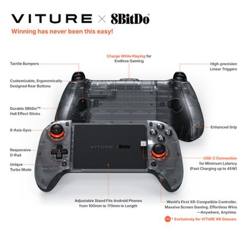 VITURE x 8BitDo Ultimate Mobile Gaming Controller -Hall Effect Sticks, USB-C for Android - Black BUY IN DUBAI