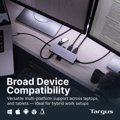 Targus USB-C Alt. Mode Dual HDMI 4K Mobile Dock with 140W EPR Pass-Thru & SD Reader - Silver BUY IN SAUDI ARABIA