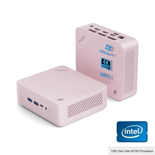 NIMO - Mini PC Desktop, 16GB RAM 1TB SSD 12th Gen N100 4K Windows 11 - Pink-Front_Standard 