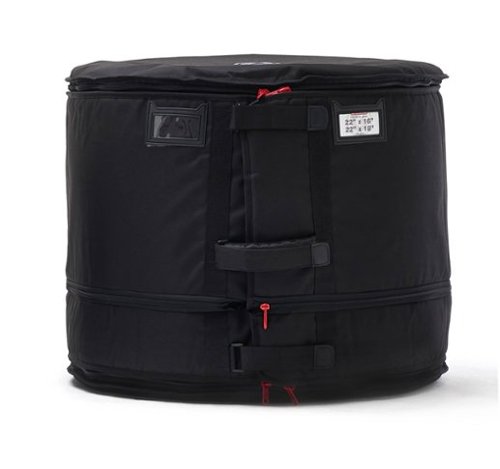 Gibraltar Hardware - 22" Flatter Bag for Bass Drums, Expandable Diameter and Depth, Foldable Drum Case with Padded Handles, Durable Zippers-Front_Standard 