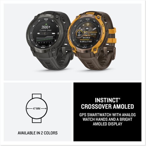Garmin Instinct Crossover AMOLED GPS Smartwatch 47 mm Fiber-reinforced Polymer - Charcoal with charcoal silicone band - (2025) GLOBAL SHIPPING