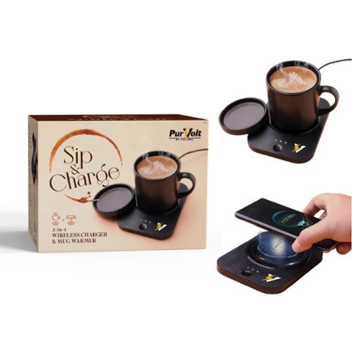 Pursonic - Sip & Charge 2-in-1 Wireless Charger & Mug Warmer - Multicolor-Front_Standard 