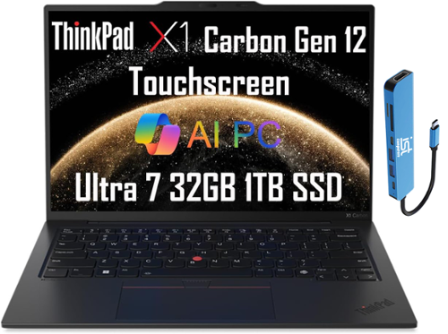  Lenovo - ThinkPad X1 Carbon Gen 12 14&quot; WUXGA Touch Screen Laptop - Intel Core Ultra 7 with 32GB Memory - 1TB SSD -Windows 11 Pro - Black