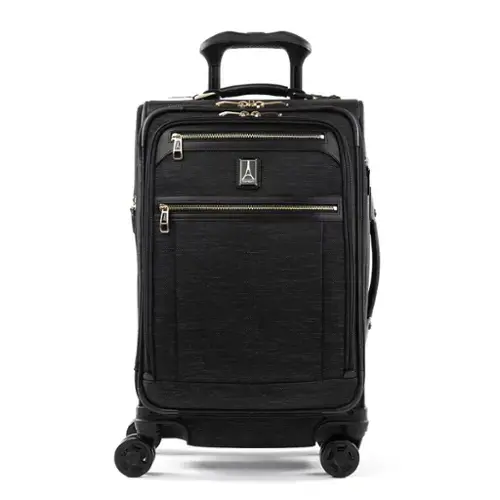 Front. Travelpro - Travelpro Platinum Elite Softside Expandable Checked Luggage, 8 Wheel Spinner Large Suitcase, TSA Lock, Men and Women - Intrigue Black.