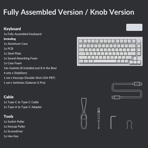 Keychron Q1 75% Custom Wired RGB Mechanical Keyboard with Programmable QMK/VIA Hot-Swappable Brown Switch - White SHOP ONLINE