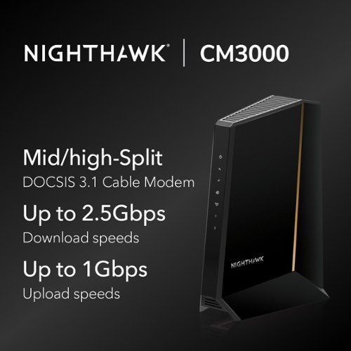 NETGEAR Nighthawk Mid/High-Split DOCSIS 3.1 Cable Modem - Black WORLDWIDE DELIVERY