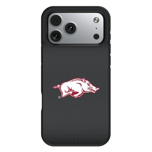 Keyscaper - NCAA - Arkansas Razorbacks Linen Logo iPhone Bump Case - 16 Pro Max - Black-Front_Standard 