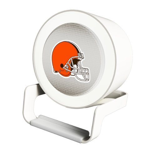 Keyscaper - Cleveland Browns Linen Print Nightlight Charger & Bluetooth Speaker - White-Front_Standard 