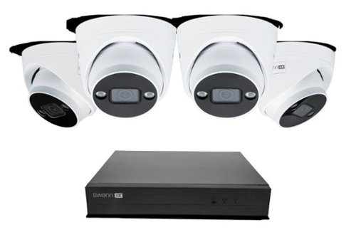Swann - AdvancedX Wired NVR 4K Security Camera System, 8 CH, 4 PoE Dome Cameras Outdoor, 1TB, Night Vision, Motion Detect - White