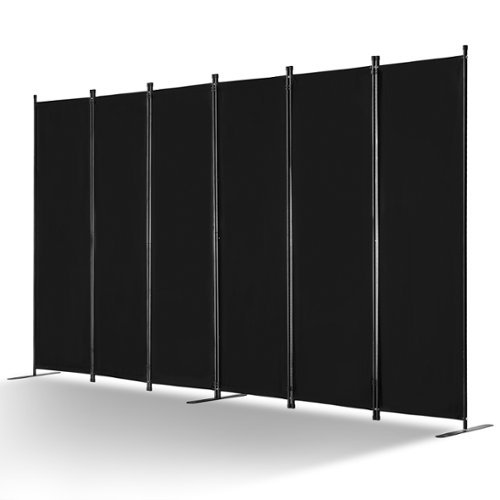 VEVOR - Room Divider, 6 Panel Room Divider, Folding Privacy Screen and Portable Partition Divider for Room Separation - Black-Front_Standard 