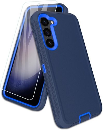 Entronix - Heavy Duty Phone Case and Clear Screen Protector Bundle for Galaxy A15 - Blue-Front_Standard 