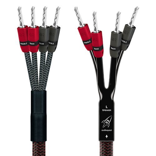 AudioQuest - Rocket 33 10' Pair Bi-Amp Speaker Cable, Silver Banana Connectors - Red/Black