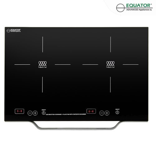 Equator - 21" 2 Burner Portable Induction Electric Cooktop LIGHT Aluminum Handle | 6 Heat Levels 110V - Black-Front_Standard 