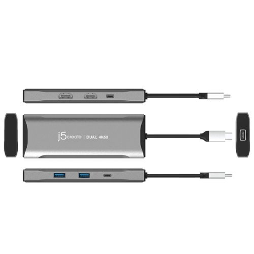 j5create USB-C Dual HDMI™ 4K60 Mini Dock for Devices that Support DisplayPort 1.4 - Space Grey WORLDWIDE DELIVERY