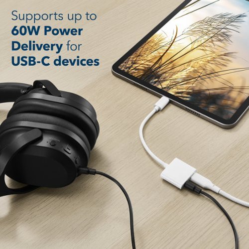 Insignia™ USB-C to 3.5 mm Audio Adapter with Charging - White GLOBAL SHIPPING