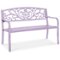 Best Choice Products - Outdoor Steel Bench Garden Patio Porch Furniture w/ Floral Design Backrest - Lavender-Front_Standard