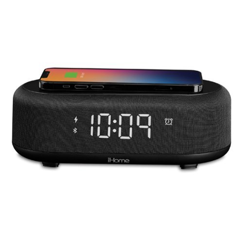 iHome - Bluetooth Alarm Clock with Wireless Charger (iBTW112) - Black-Front_Standard 