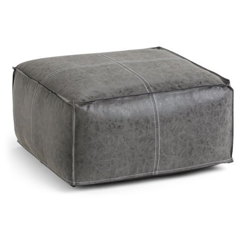 Simpli Home - Barnett Square Pouf - Distressed Black