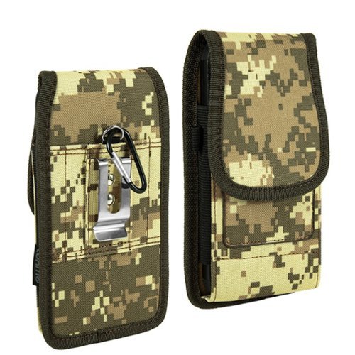 LUXMO - Large Vertical Universal Nylon Phone Pouch with Dual Card Slots - Digital Camo - Green-Front_Standard 