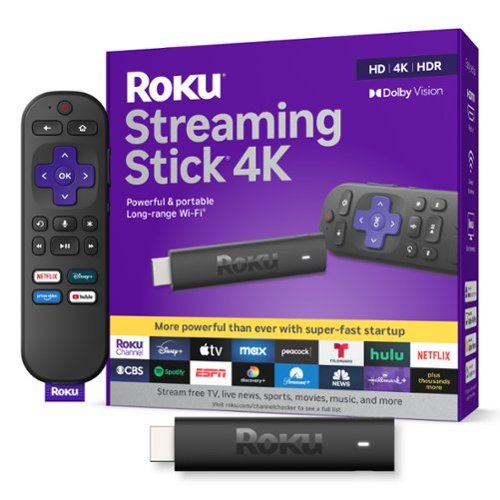 Roku Streaming Stick 4K - HDR & Dolby Vision Streaming Device for TV with Voice Remote & Long-Range Wi-Fi - Black INTERNATIONAL SHIPPING
