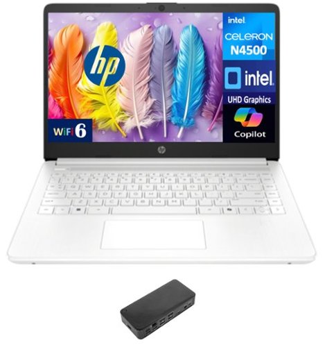 HP - 14 Laptop 14.0 HD (Intel Celeron N4500, 16GB DDR4, 256GB PCIe SSD, Intel UHD, Win 11 Pro) - Snowflake White-Front_Standard 