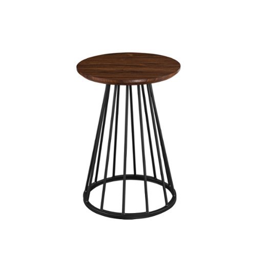Walker Edison - Modern Round Cage-Leg Side Table - Dark Walnut-Front_Standard 