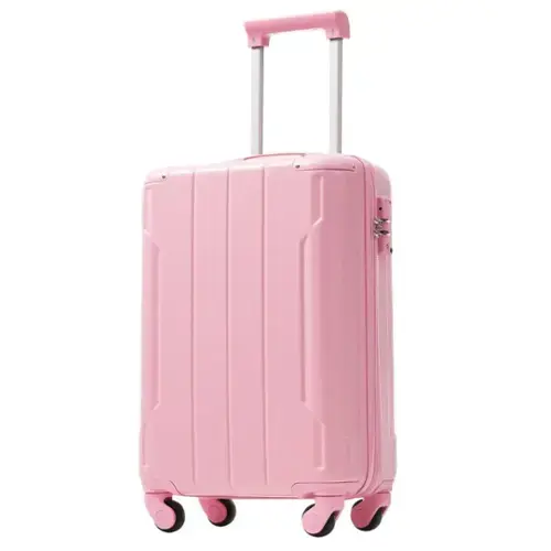 Front. BreeBe - Lightweight 20 Inch Hardshell Carry On Luggage, Durable ABS Suitcase with Double Spinner Wheels and TSA Lock - Pink.
