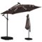 Ainfox - 10FT Solar LED Outdoor Patio Yard Offset Umbrella with Cross Base for Market,Garden,Deck,Backyard,Pool,with light - coffee-Front_Standard