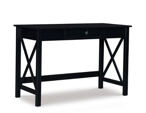 Linon Home Décor - Delevan Solid Wood Laptop Desk With Drawer - Black-Front_Standard 