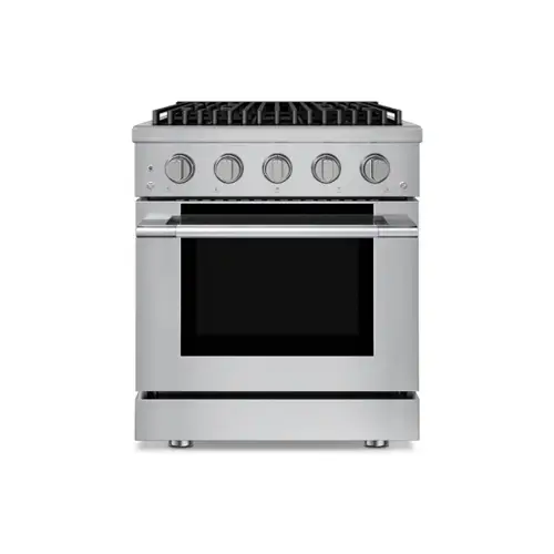 Front. Hauslane - HausPro 30 in. 4 Burners (20,000 BTU) Freestanding Dual Fuel Range in Stainless Steel with Convection Oven Silver - Stainless Steel.